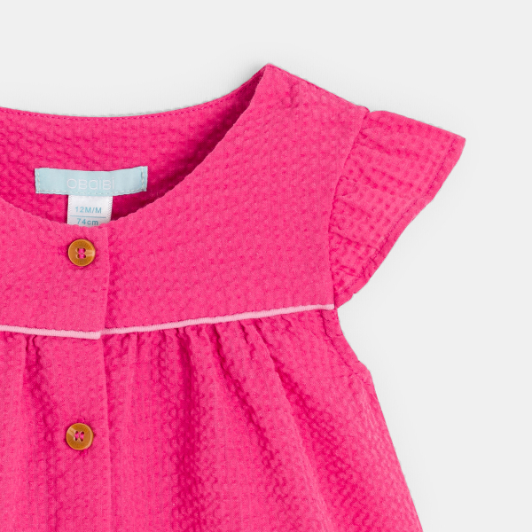 فستان قطني فاخر باللون الوردي للفتيات الصغيرات